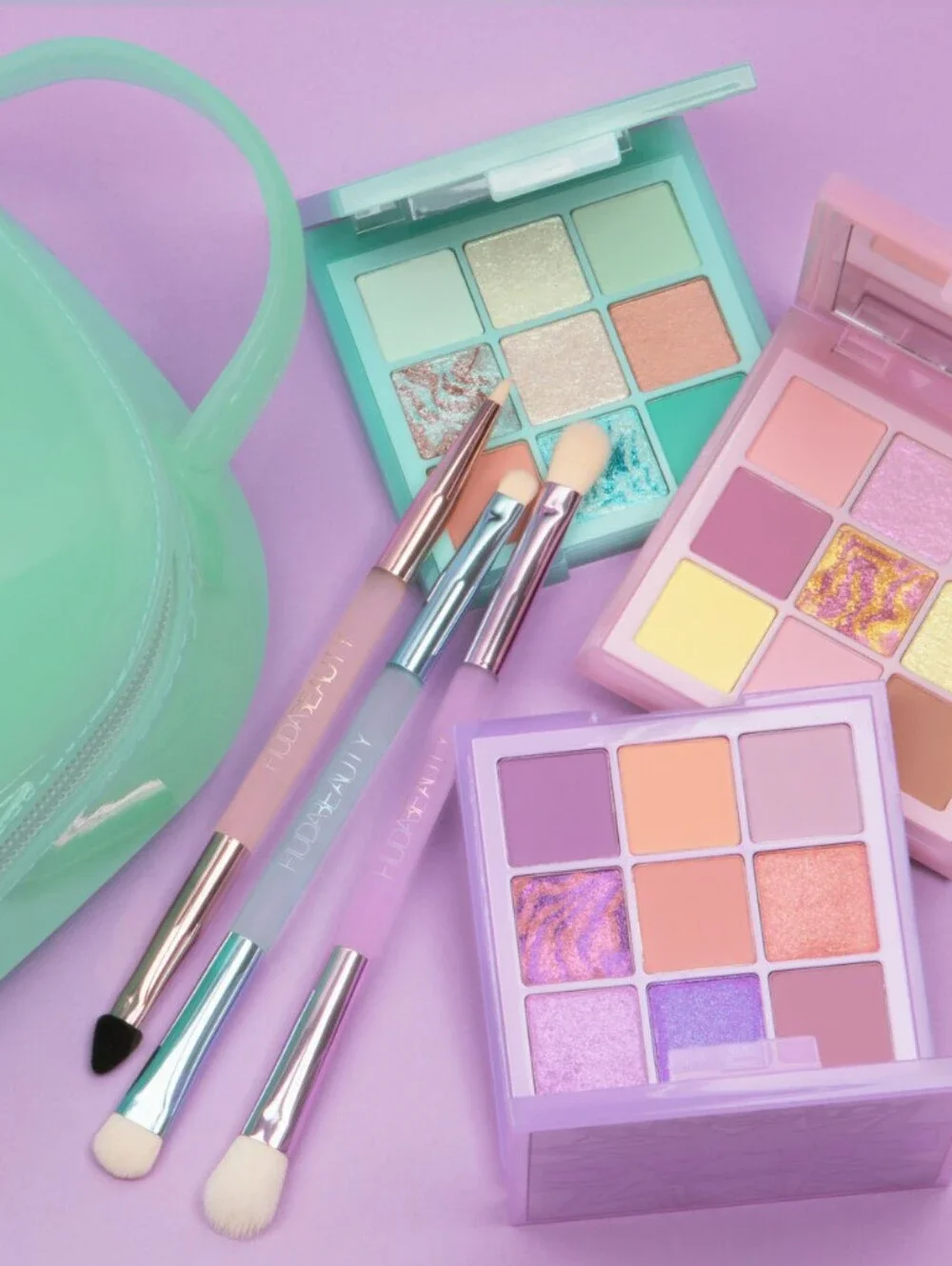 4PC🍇Face Need🍇BNIB LE HUDA Beauty LILAC EYE & PASTEL BRUSHES 4PC Face Set!HTF!